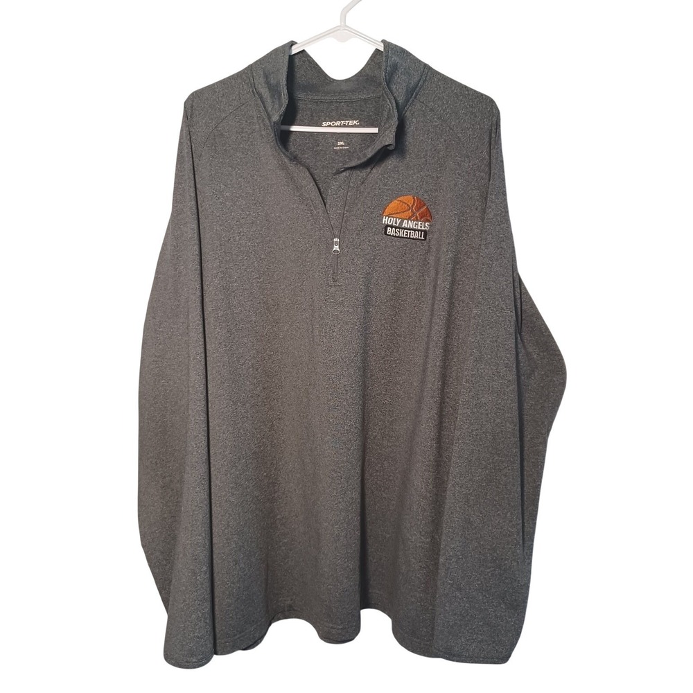 Sport-Tek Pullover Mens 2XL Gray Quarter Zip Long Sleeve Heather Athletic Top